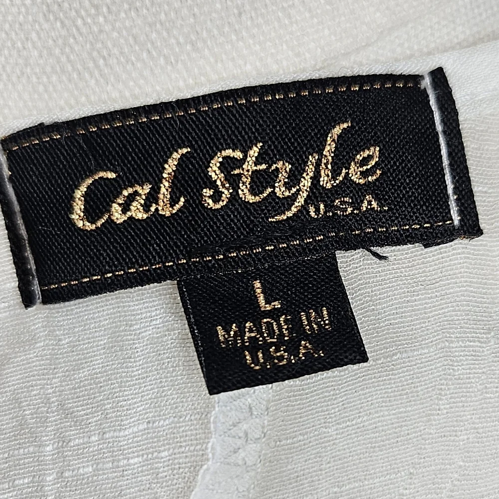 Cal Style‎ Women's Ivory Chiffon Tunic Top Sz L Boho Beach Coverup - Picture 5 of 6